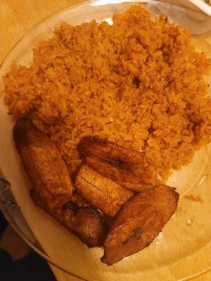 Jollof and Plantain...I ate one plantain, they originally gave me 6 pieces of plantain with Talapia for $20.00 !?!