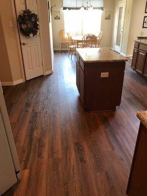 Kitchen area with new flooring