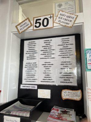 50 flavors of ice cream and shakes