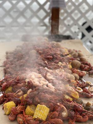 An awesome Crawfish boil, so delicious.