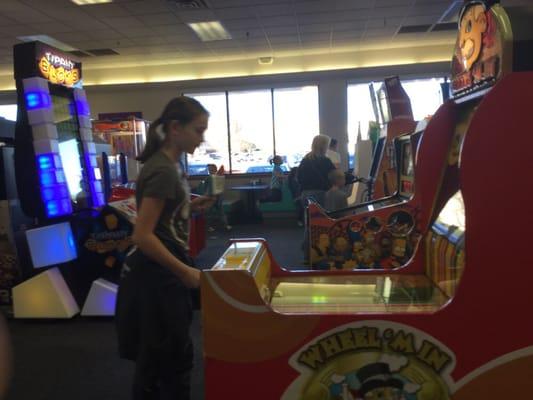 Sam playing at Chuck E Cheese