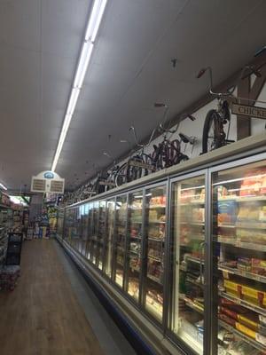 Lovely assortment of frozen items - with bicycles from the days of yore