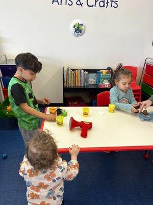 Play dough. Coloring set area. With chairs.