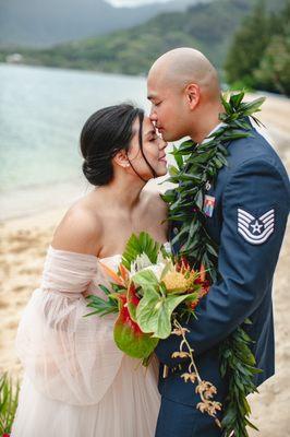 Our elopement at Kualoa Ranch, picture by Jenna Lee