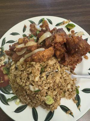 5. Salt and Pepper Chicken Wings over fried rice