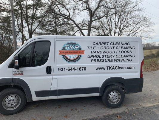 Professional carpet cleaning van.