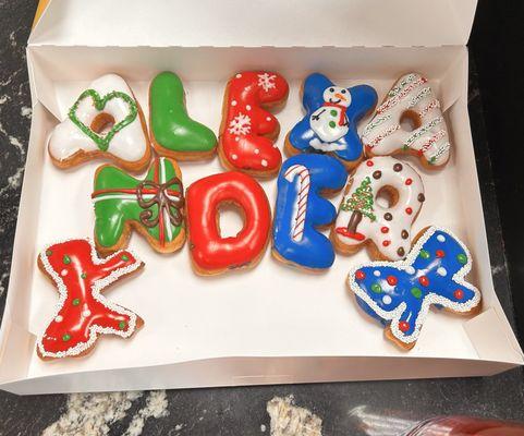 Holiday themed birthday donuts