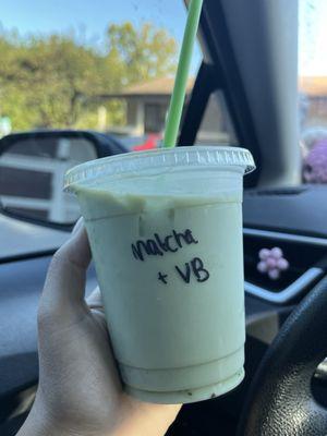 Matcha latte  add vanilla bean syrup