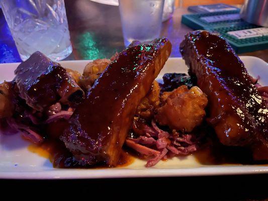 BBQ Ribs and vegetable fritters