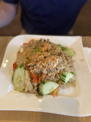 Green Curry Fried Rice with shrimp and chicken