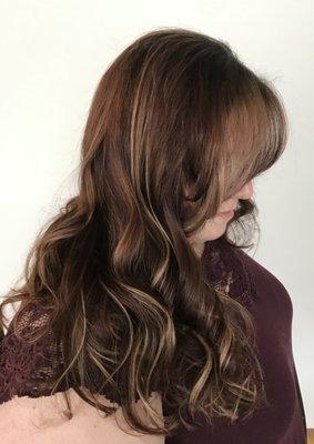 Warm Balayage on previously colored red