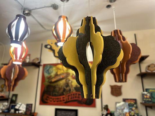 Our Custom felt light fixtures provide acoustic dampening