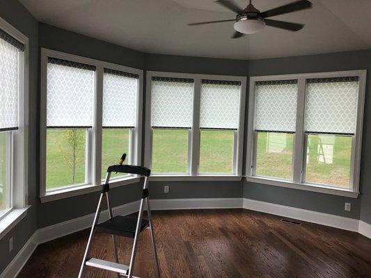 Pattered Light Filtering Roller Shade w/ cassette top treatment