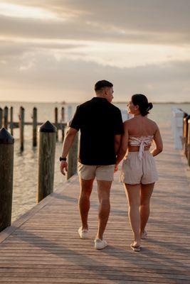 Engagement photography at Sunset in Key Largo, Fl., pier. #miamiphotographer #engagementphotographer #miamibeachphotographer