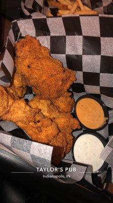 Chicken Fingers with Cajun and side of Siracha sauce