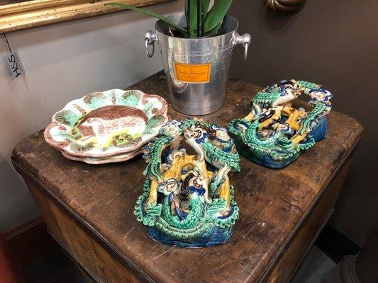 pair-antique-chinese-pottery-glazed-wall-pockets-majolica