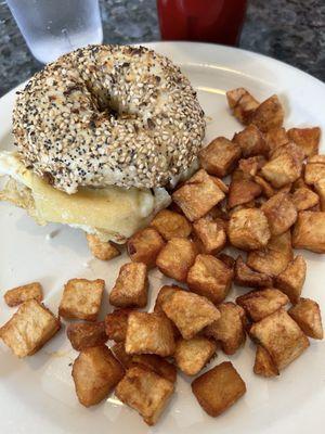 Breakfast Sandwich on an Everything Bagel