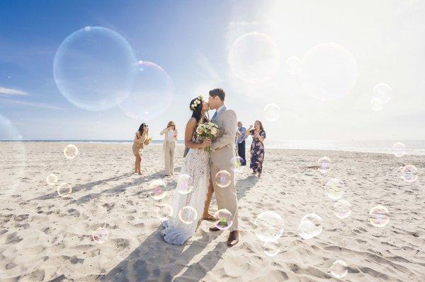 Beach Wedding in Dana Point with bubbles Norbert Tsi Photography