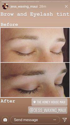 Eye brow and eye lash tint! Jess is the best professional and uses gentle produces from my sensitive skin