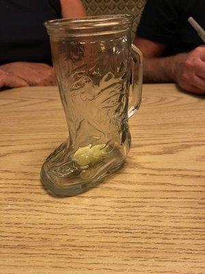 Drink special in the glass boot