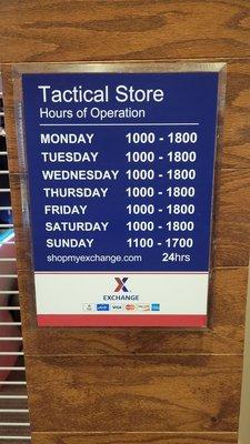 Tactical store hours of operation