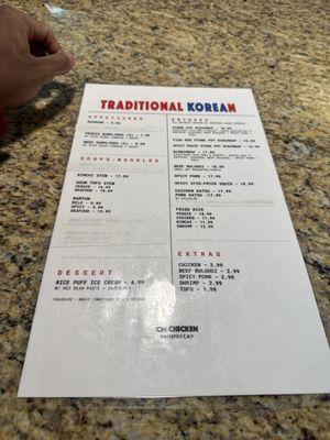 Korean Menu