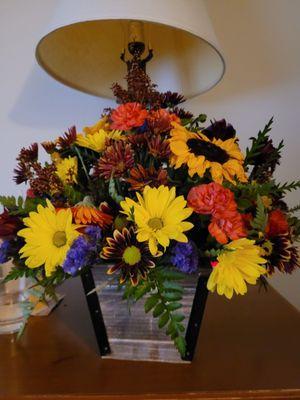 Thanksgiving flowers, with sunflowers.