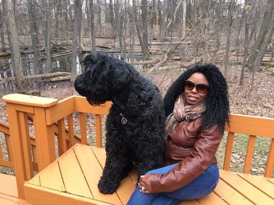 Tiyanna Knight Chapman - Animal Trainer with her Black Russian Terrier KUF