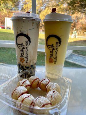 Bubble tea and mochi donut