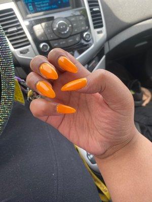 Stiletto yellow nails