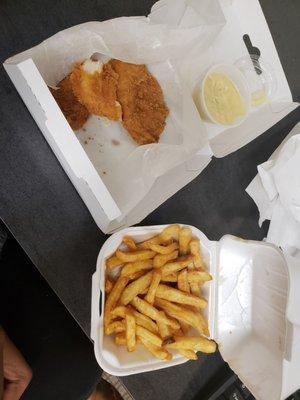 Small tenders & greased soaked fries