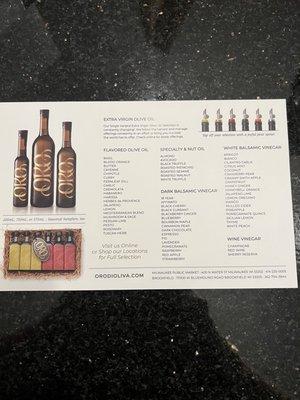 List of oils and vinegars