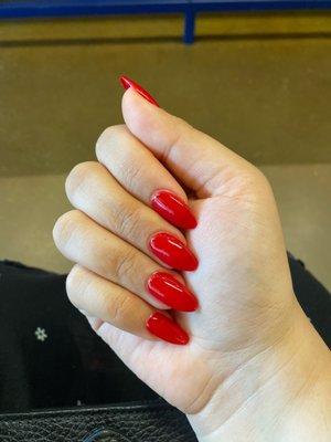 Red gel x in their OPI color "68"