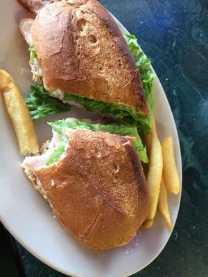 Turkey poboy with a few " borrowed" fries, outstanding!