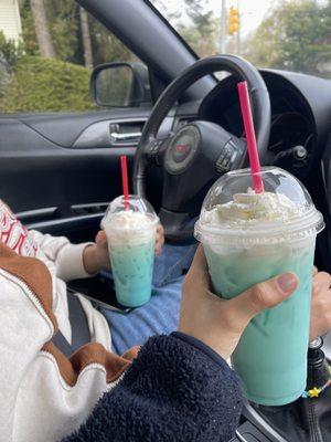 Blue raspberry Italian soda with Red Bull and cream !