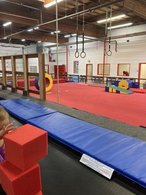 View from the trampoline/foam pit