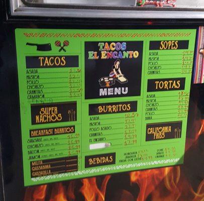 El Encanto Menu