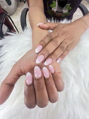 Pink and white nails