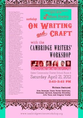 Cambridge Writers' Workshop Panel at the 2012 Mass Poetry Festival in Salem, MA.