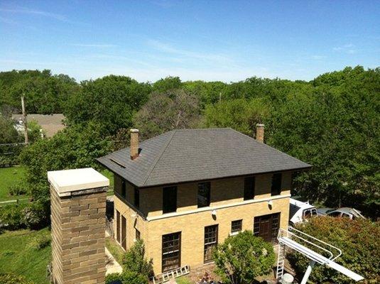 Synthetic slate roof.