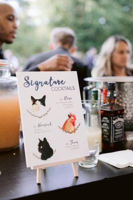 Bride and Groom Personalized 'Pet' Bar Signage was sure to impress!