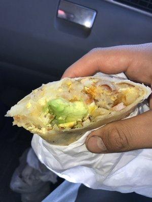 The "works all meats" breakfast burrito. More potato then anything.