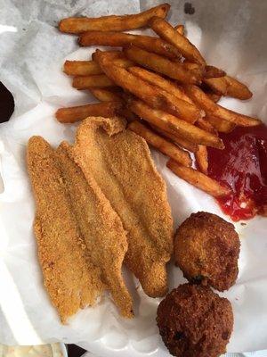 Catfish hush puppies n season fries