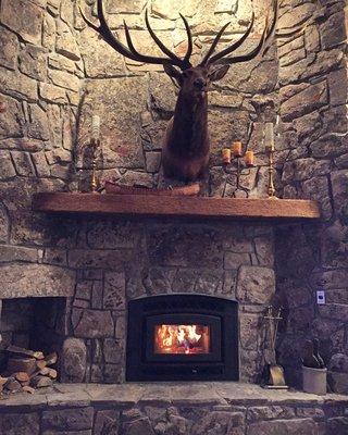 Updated fireplace in a Grand County cabin.