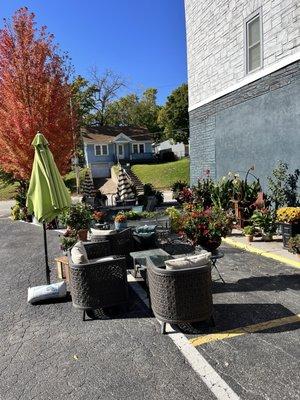 Side patio. It available year round if you feel like you really need to sit outside in the cold.