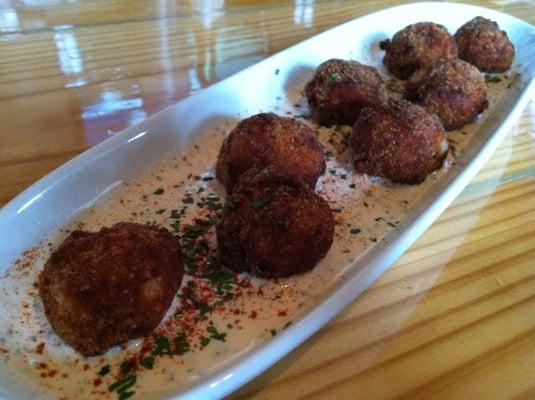 Crispy Shrimp Meatballs with remoulade sauce.