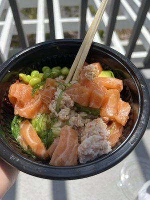 Custom Poke Bowl  When you actually move it around to eat it, you realize there's not much protein.