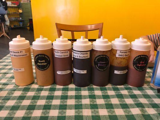 Lots of different yummy homemade sauces to try! Yummy  (our waitress recommended the Plum Whiskey)