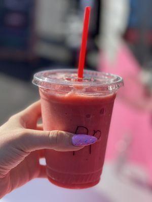 Paradise Punch Smoothie~ It took my tastebuds straight to Hawaii! Filled with natural sweet strawberry, pineapple, banana & coconut water!