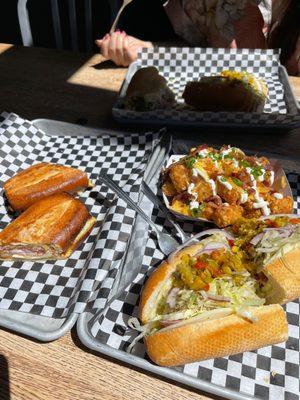 Pork Belly Cubano, Italian Cured Meats, and Tots.